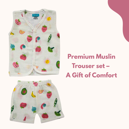Little Harvest Muslin Trouser Set | Pack of 1 | 3-6 Month