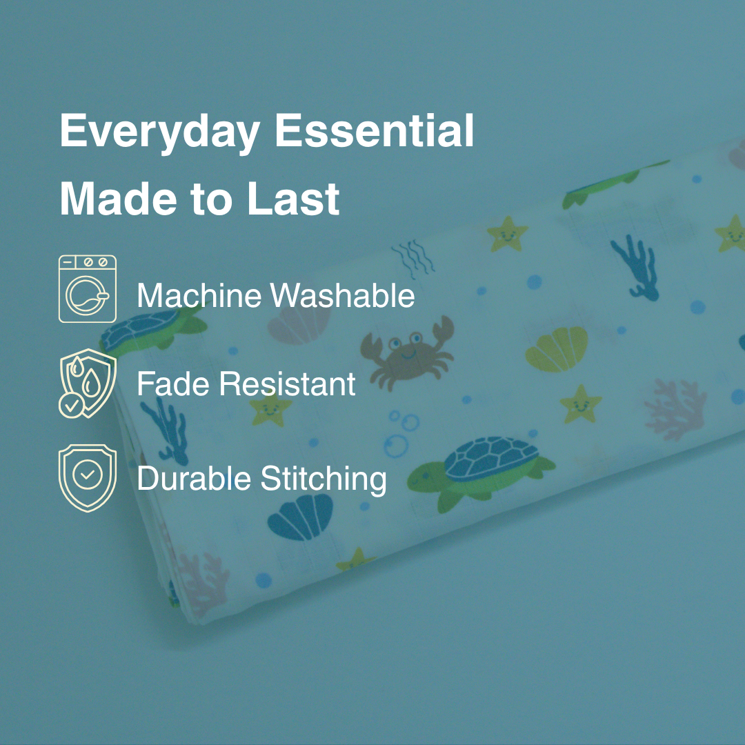 Ocean Friends 100% Organic Muslin Baby Bath Towel (100 × 70 cm)