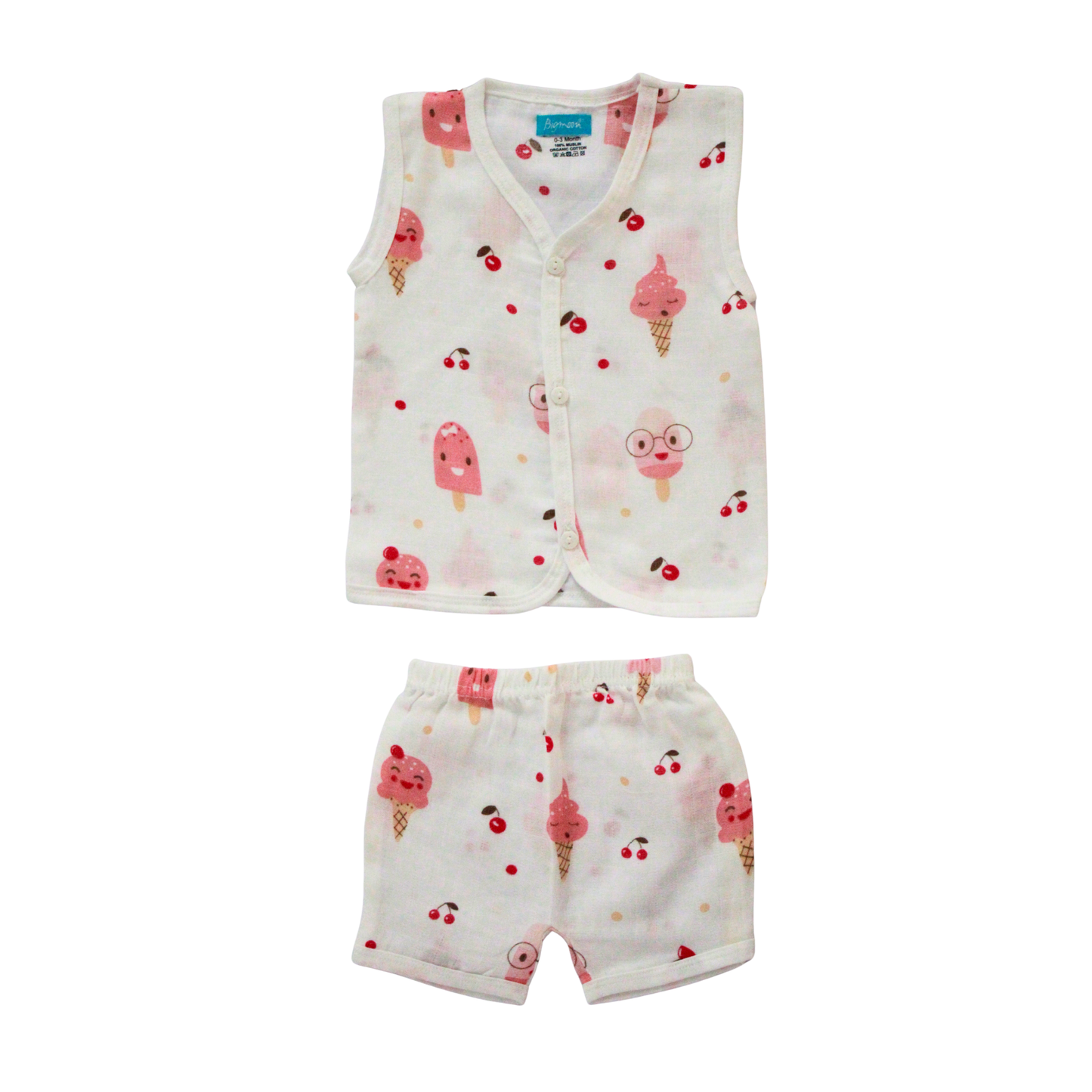 Cherry Popsicle Muslin Trouser Set | Pack of 1 | 3-6 Month