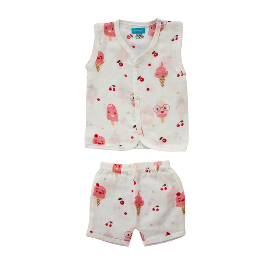 Cherry Popsicle Muslin Trouser Set | Pack of 1 | 3-6 Month