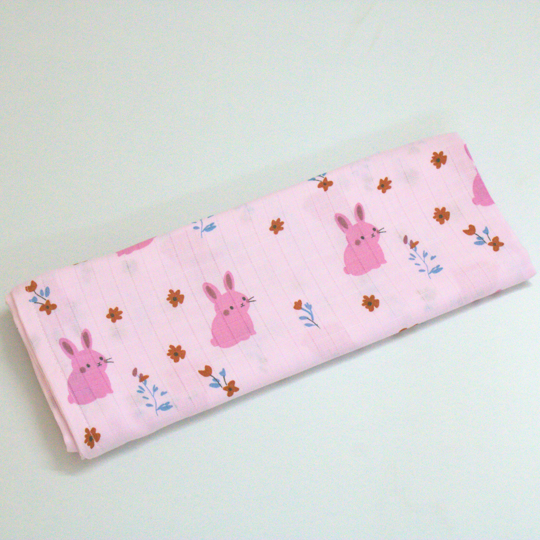 Blush Bunny 100% Organic Muslin Baby Bath Towel (100 × 70 cm)