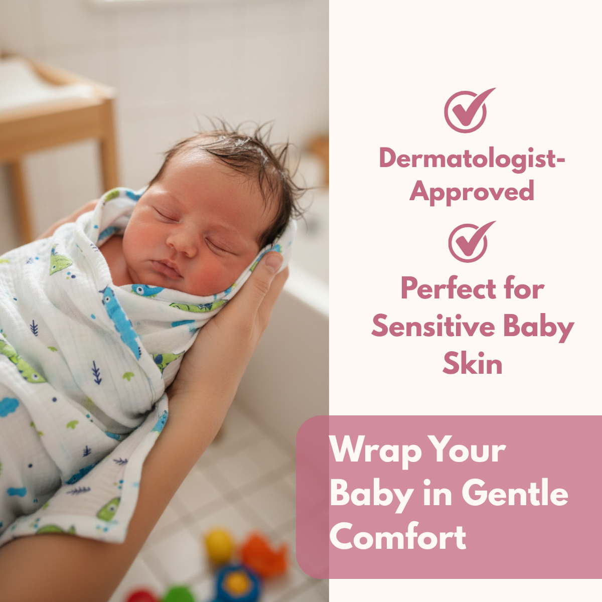Dino & strawberry Dreamland 100% GOTS Certified | Double Layer Muslin Swaddle (75 x 75 cm, Pack of 2)