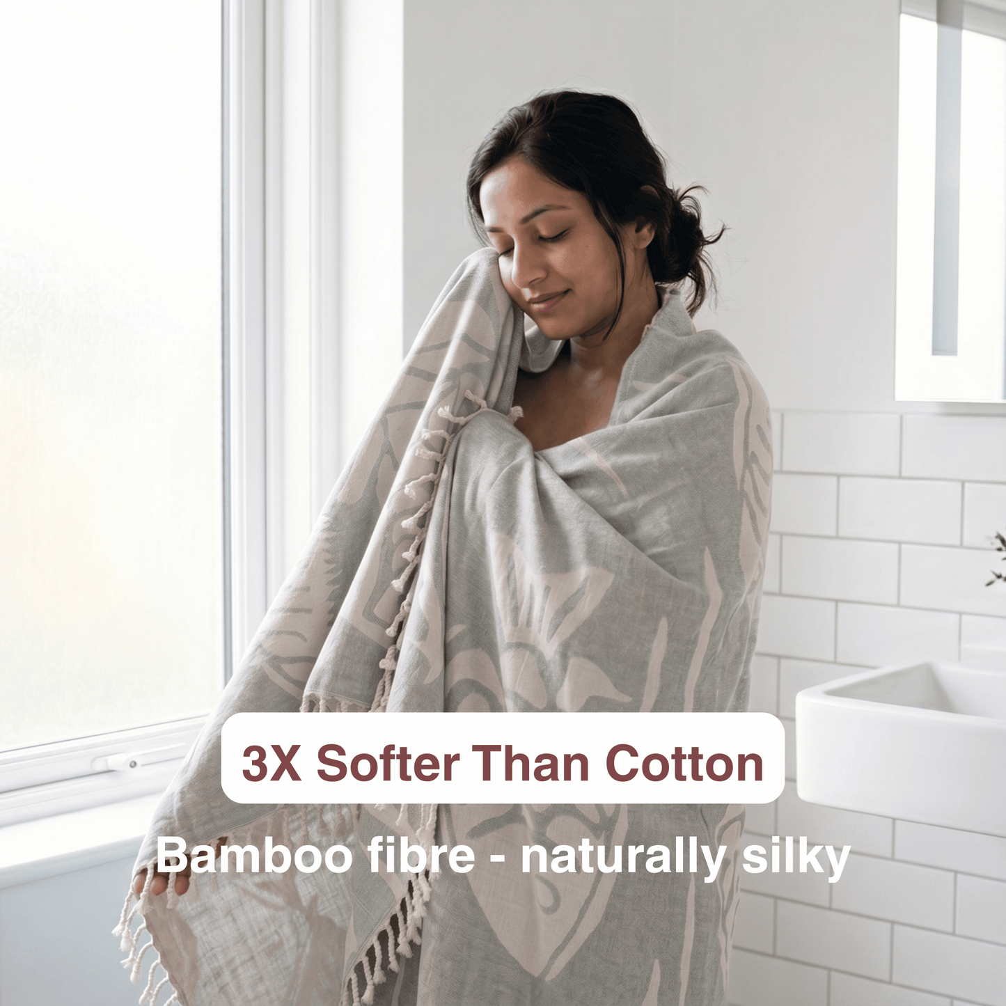 grey Bamboo Bath Towel 190 x 95 cm - 380 GSM | Pack of 1