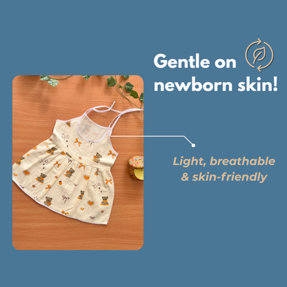 Muslin Cotton Baby Frocks | Pack of 3 | Ultra-Soft, knot-frocks