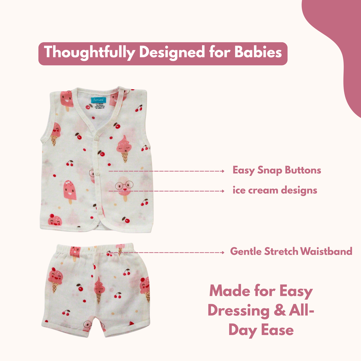 Cherry Popsicle Muslin Trouser Set | Pack of 1 | 3-6 Month