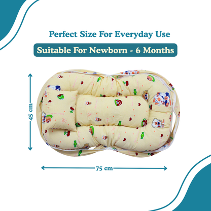 Teddy Dreams Premium Cotton Baby Bedding Set with 360° Mosquito Net | (75 × 45 cm)