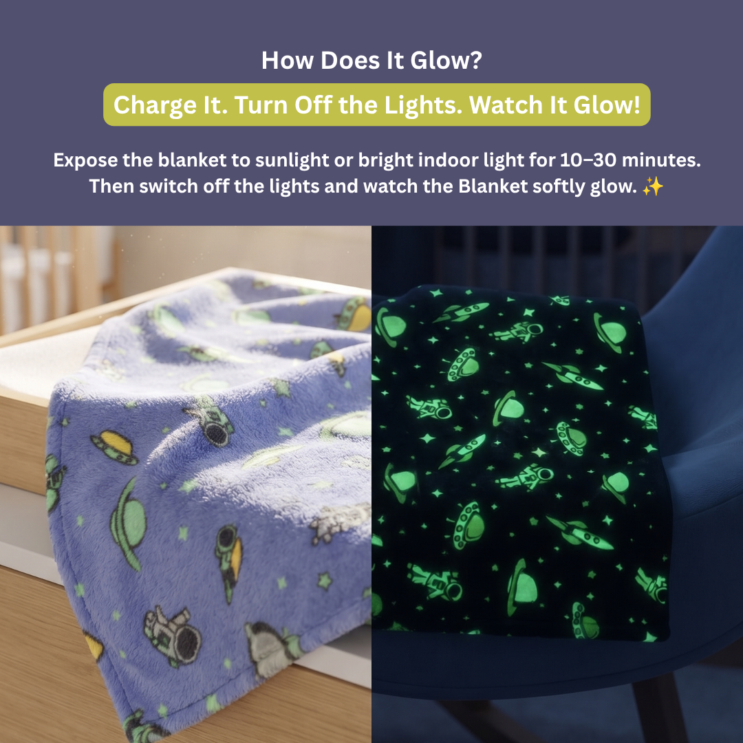 Space Travel Glow in the Dark Baby Blanket for Kids – 145 × 85 cm | Pack of 1