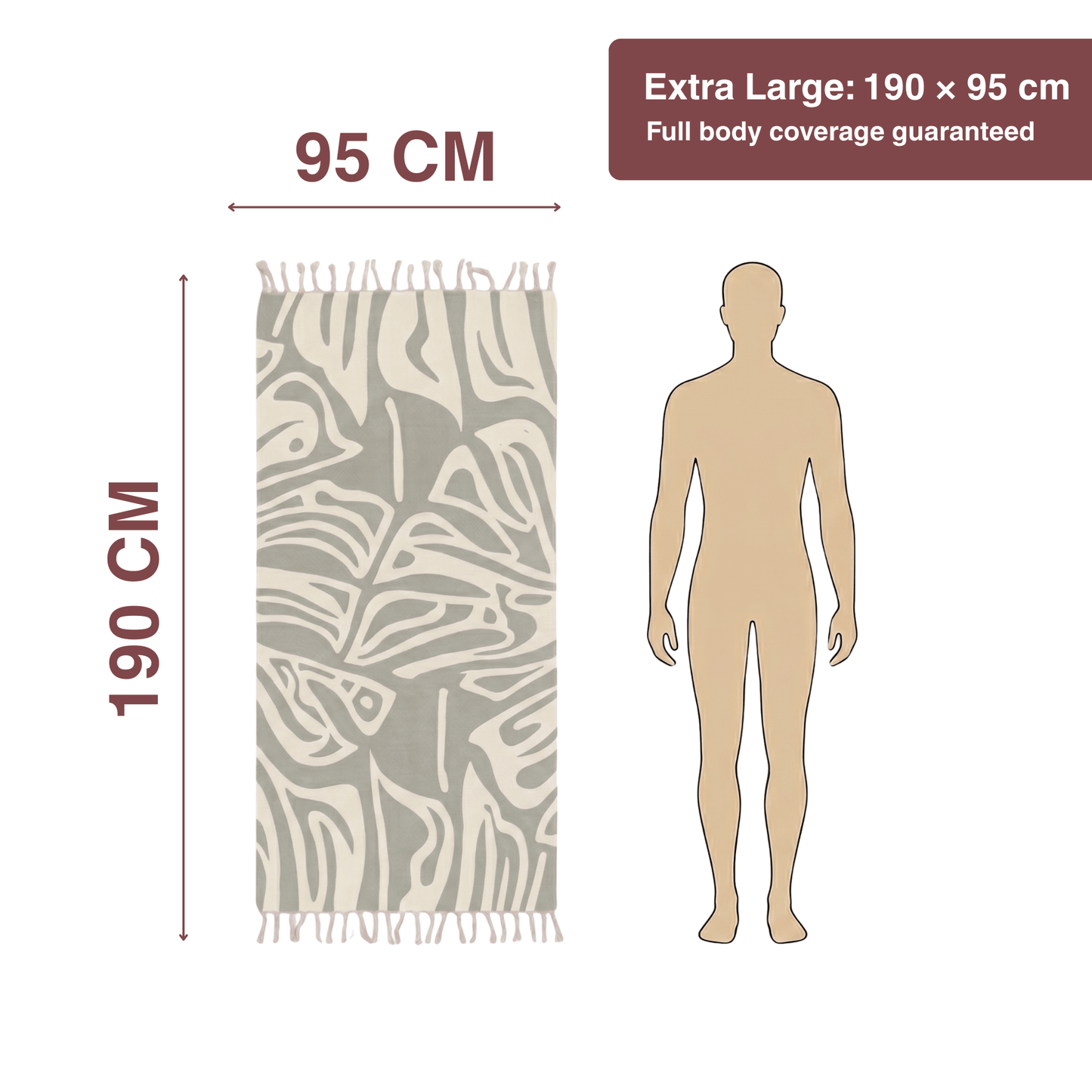 grey Bamboo Bath Towel 190 x 95 cm - 380 GSM | Pack of 1
