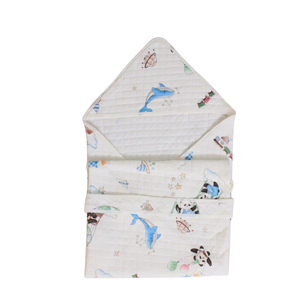 Dreamy cute Print – Muslin Quilted Hooded Blanket with Belt | 85 x 85 cm | Pack of 1 (Copy)