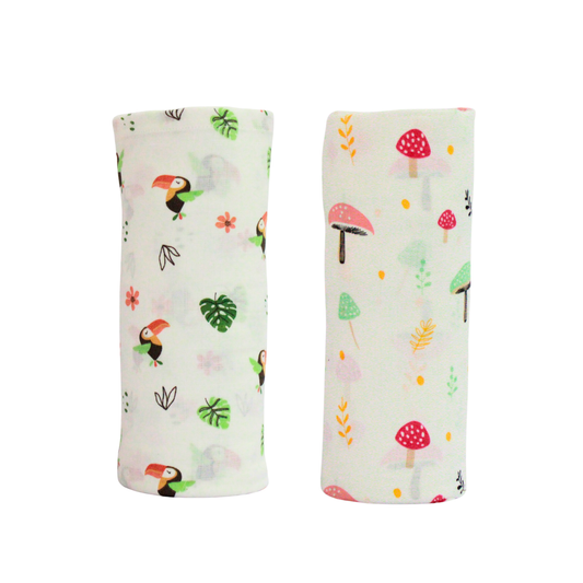 Bird & Mushroom 100% GOTS Certified | Double Layer Muslin Swaddle (75 x 75 cm, Pack of 2)
