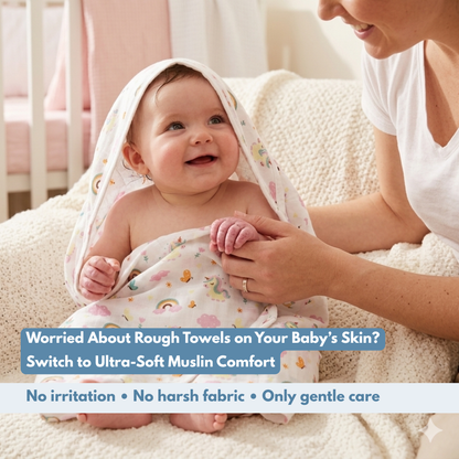 Rainbow  Baby Muslin Towel Set (120 x 100 cm) + 2 Free Wipes (10x10 inch)