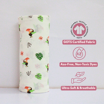 Bird & Mushroom 100% GOTS Certified | Double Layer Muslin Swaddle (75 x 75 cm, Pack of 2)