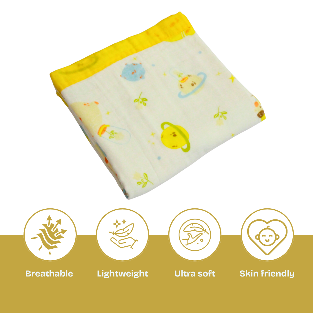 6 Layer Little Space Adventure Print Baby Blanket 110x100 cm - Pack of 1