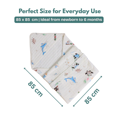 Dreamy cute Print – Muslin Quilted Hooded Blanket with Belt | 85 x 85 cm | Pack of 1 (Copy)