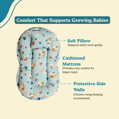 Little Elephant Premium Cotton Baby Bedding Set with 360° Mosquito Net | (75 × 45 cm)