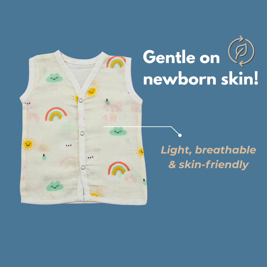 100% Cotton Muslin Button Jabla for Newborns & Infants | Pack of 5