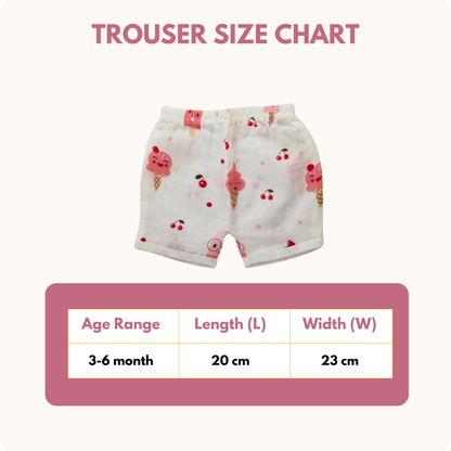 Cherry Popsicle Muslin Trouser Set | Pack of 1 | 3-6 Month
