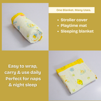 6 Layer Little Space Adventure Print Baby Blanket 110x100 cm - Pack of 1