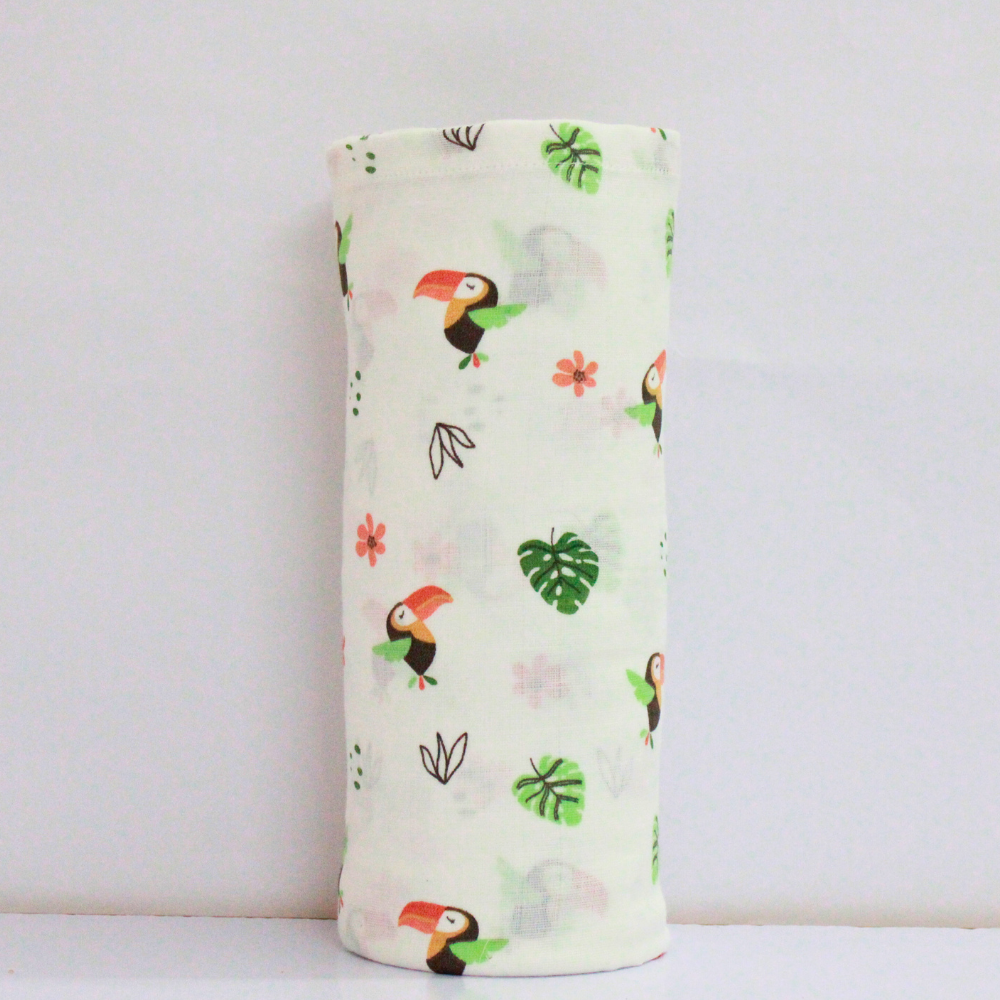 Tropical Toucan Tales 100% GOTS Certified | Double Layer | Muslin Swaddle (75 × 75 cm,Pack of 1)