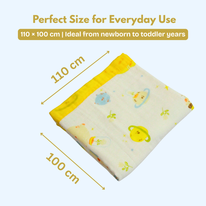 6 Layer Little Space Adventure Print Baby Blanket 110x100 cm - Pack of 1