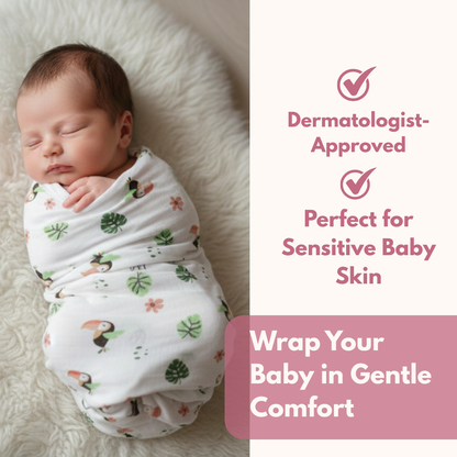 Bird & Mushroom 100% GOTS Certified | Double Layer Muslin Swaddle (75 x 75 cm, Pack of 2)