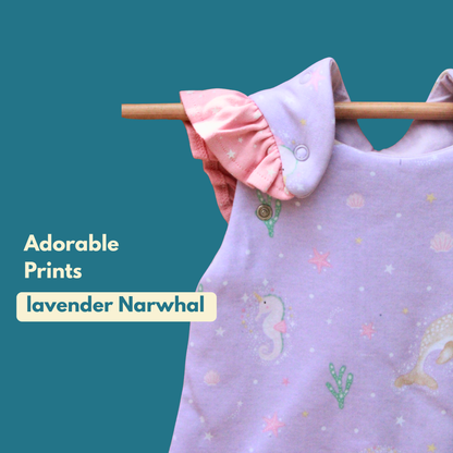 Organic Cotton Baby Sleep Sack 1.5 TOG, Pack of 1 – Lavender Narwhal