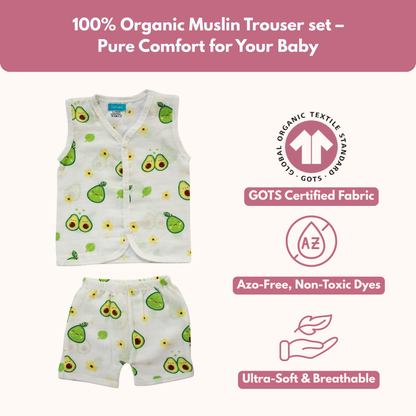 Avocado Garden Muslin Trouser Set | Pack of 1 | 3-6 Month