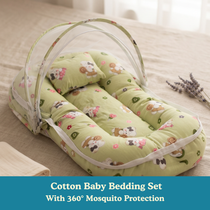 Jungle Safari Premium Cotton Baby Bedding Set with 360° Mosquito Net | (75 × 45 cm)