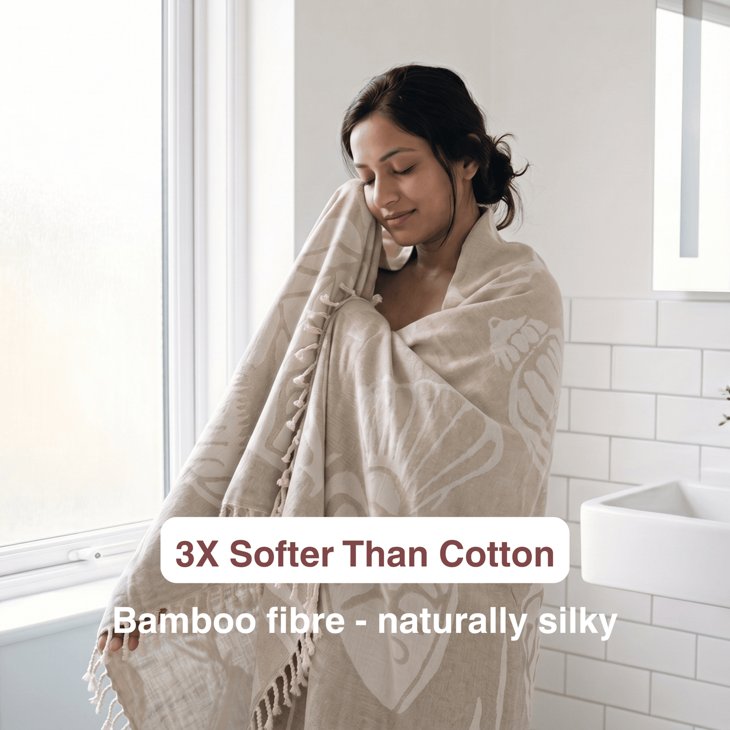 beige Bamboo Bath Towel 190 x 95 cm - 380 GSM | Pack of 1