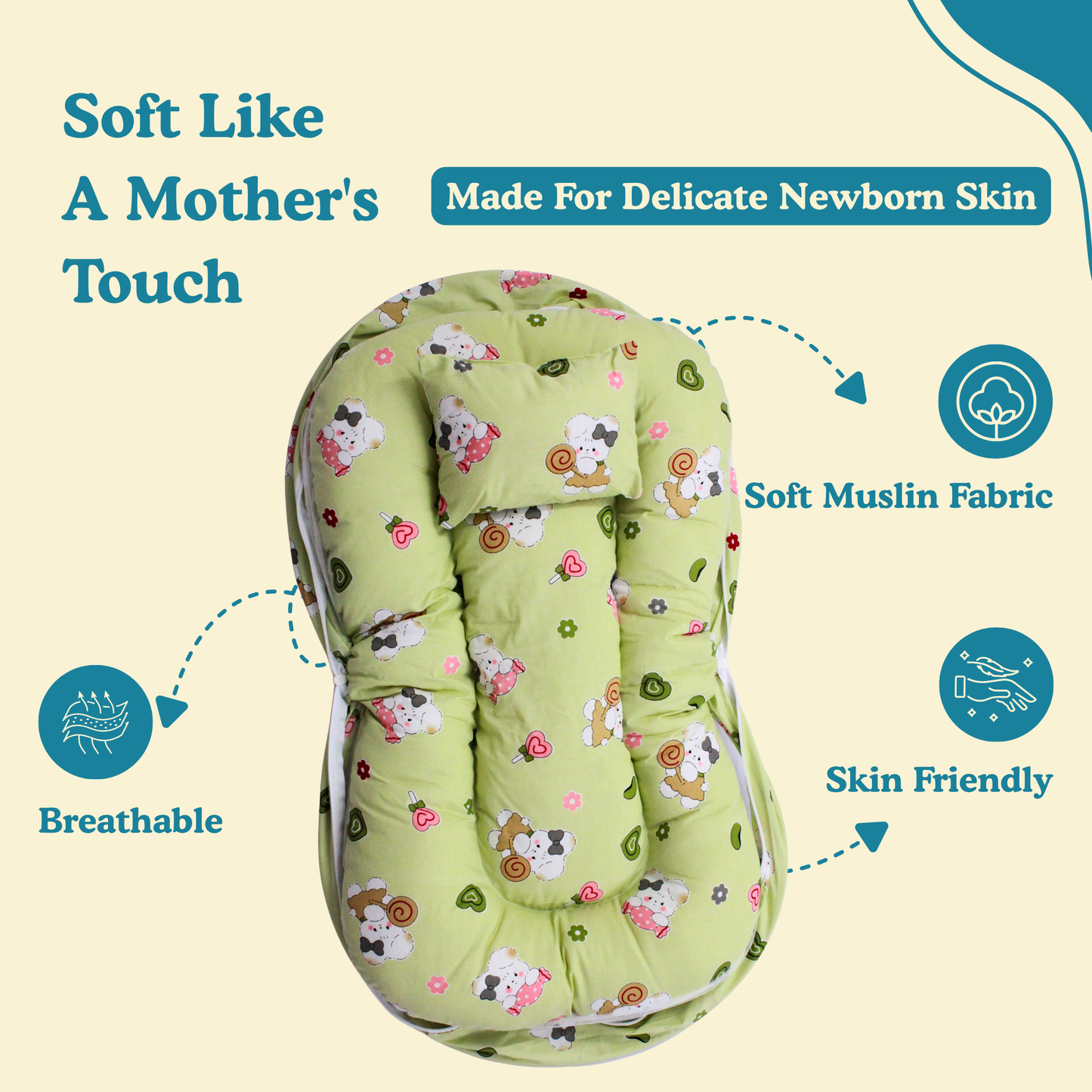 Jungle Safari Premium Cotton Baby Bedding Set with 360° Mosquito Net | (75 × 45 cm)