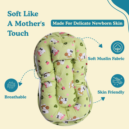 Jungle Safari Premium Cotton Baby Bedding Set with 360° Mosquito Net | (75 × 45 cm)