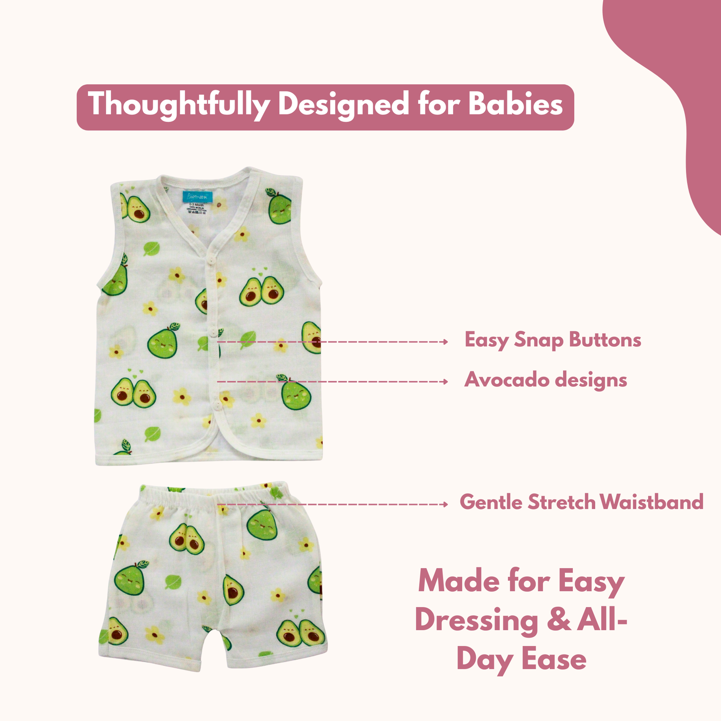 Avocado Garden Muslin Trouser Set | Pack of 1 | 3-6 Month