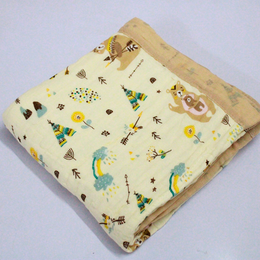 6 Layer Boho Bear Muslin Baby Blanket 110x100 cm - Pack of 1