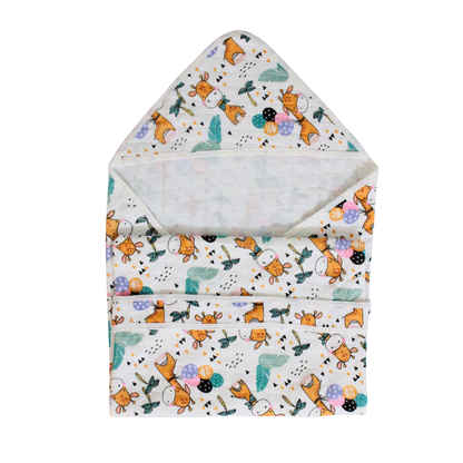 Safari Giraffe Print – Muslin Quilted Hooded Blanket with Belt | 85 x 85 cm | Pack of 1