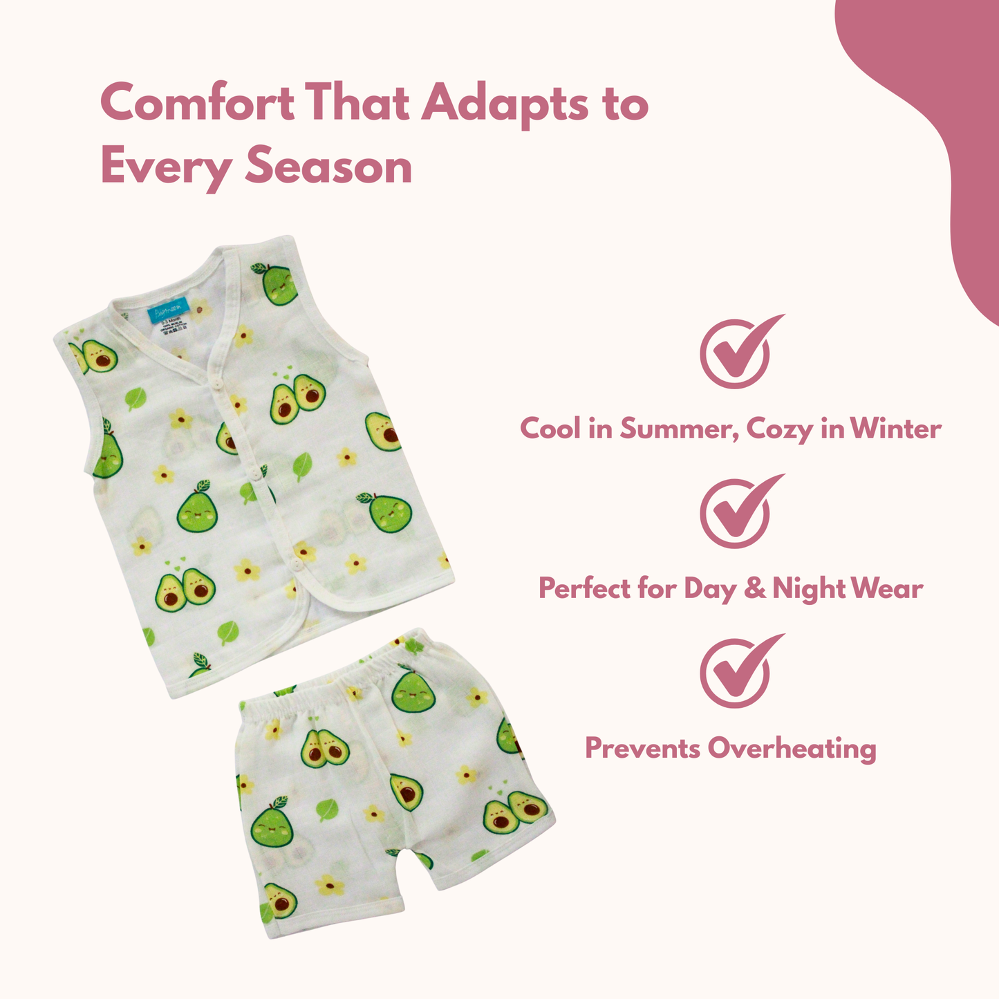 Avocado Garden Muslin Trouser Set | Pack of 1 | 3-6 Month