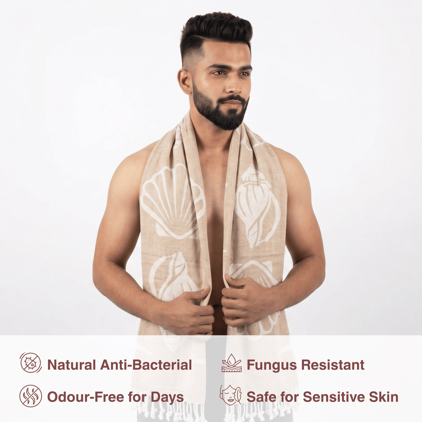 beige Bamboo Bath Towel 190 x 95 cm - 380 GSM | Pack of 1