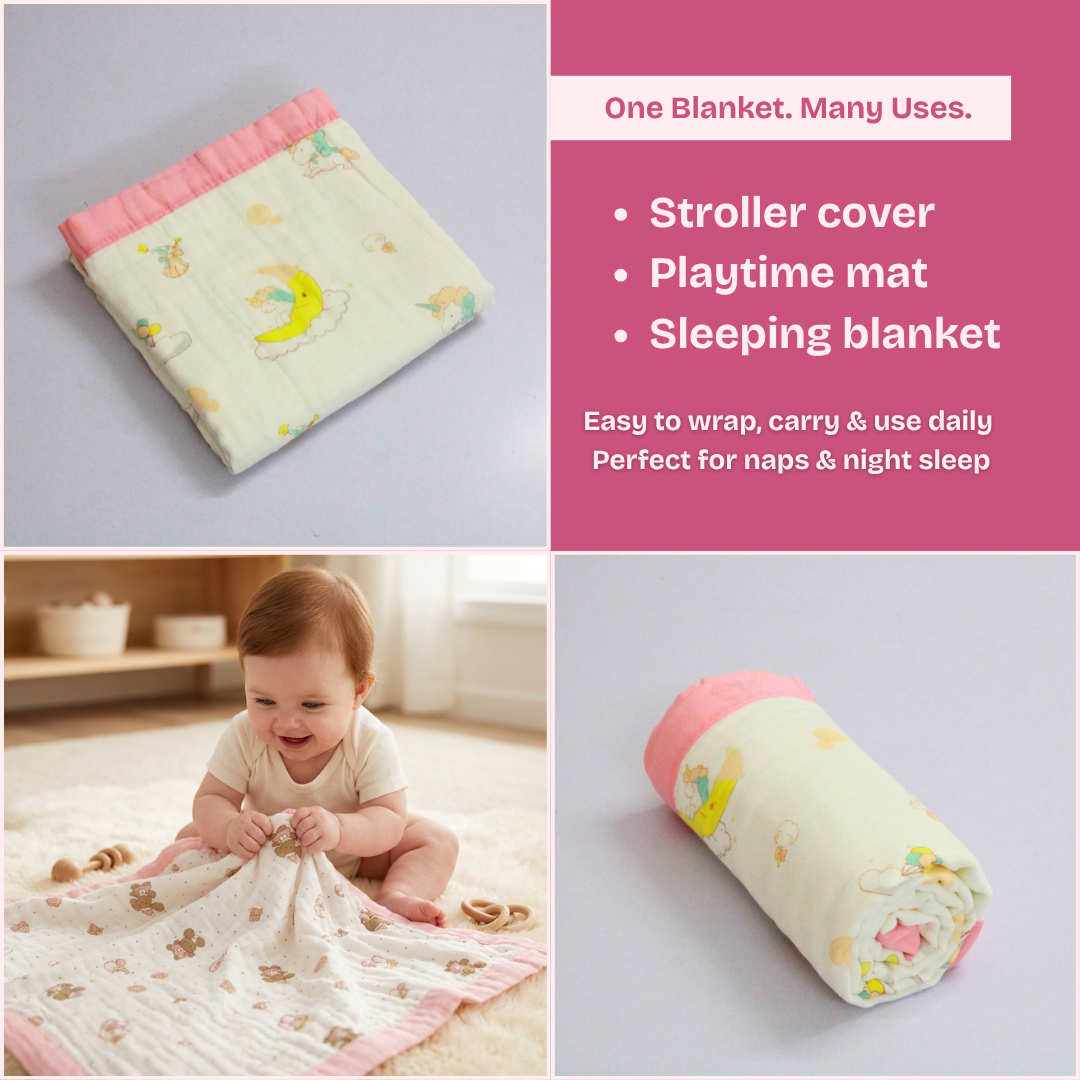 6 Layer Unicorn Dream Print Baby Blanket 110x100 cm - Pack of 1