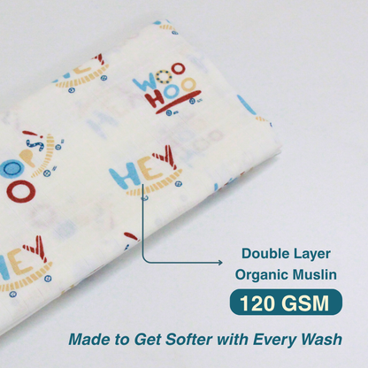 Woo Hoo 100% Organic Muslin Baby Bath Towel (100 × 70 cm)