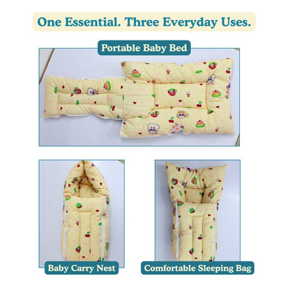 Tiny Teddy Premium Cotton Baby Carry Nest with Hood & Secure Zip (0–6 Months)