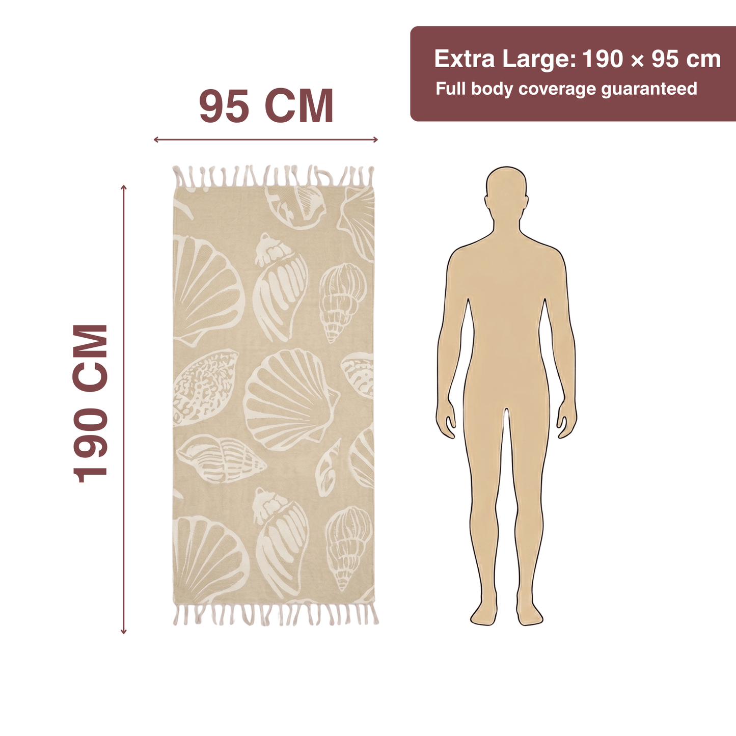 beige Bamboo Bath Towel 190 x 95 cm - 380 GSM | Pack of 1