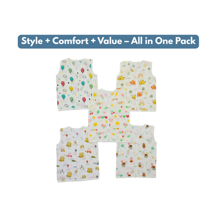 100% Cotton Muslin Button Jabla for Newborns & Infants | Pack of 5