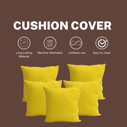 100% Cotton Waffle Textured Cushion Covers Set of 5 – 18x18 Inch