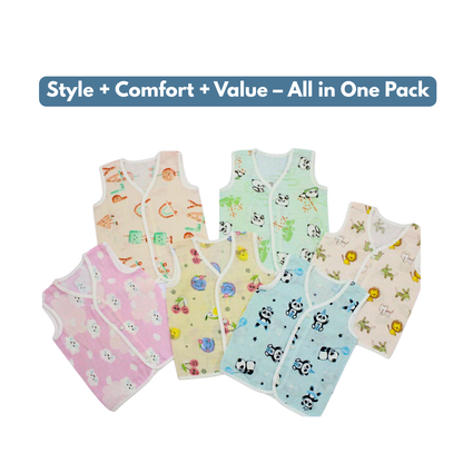 100% Cotton Muslin Button Jabla for Newborns & Infants | Pack of 5