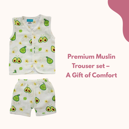 Avocado Garden Muslin Trouser Set | Pack of 1 | 3-6 Month