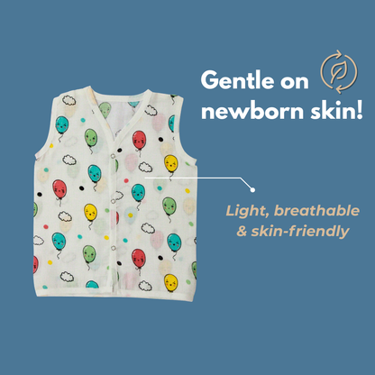 100% Cotton Muslin Button Jabla for Newborns & Infants | Pack of 5