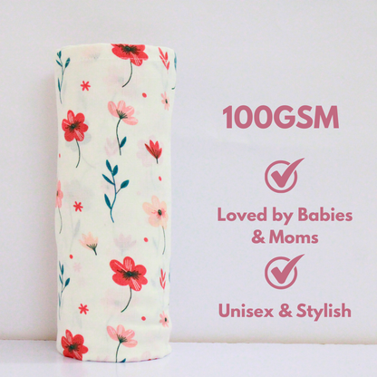 Rainbow & floral 100% GOTS Certified | Double Layer Muslin Swaddle (75 x 75 cm, Pack of 2)