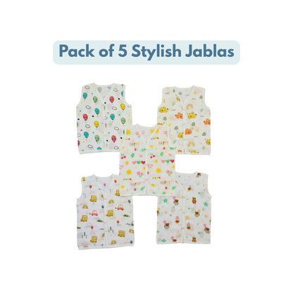 100% Cotton Muslin Button Jabla for Newborns & Infants | Pack of 5