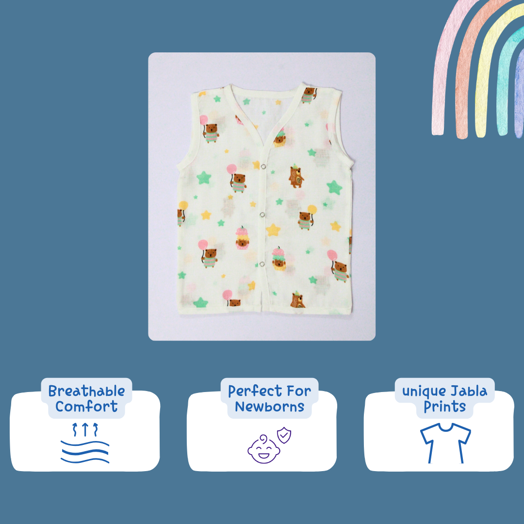 100% Cotton Muslin Button Jabla for Newborns & Infants | Pack of 5