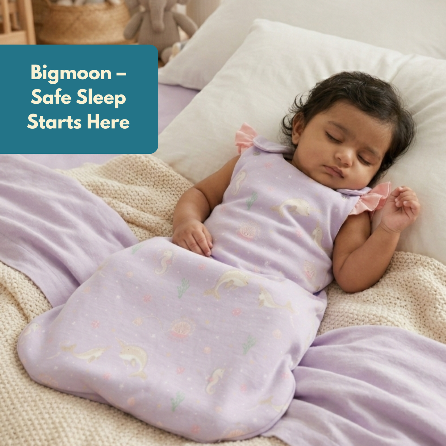 Organic Cotton Baby Sleep Sack 1.5 TOG, Pack of 1 – Lavender Narwhal