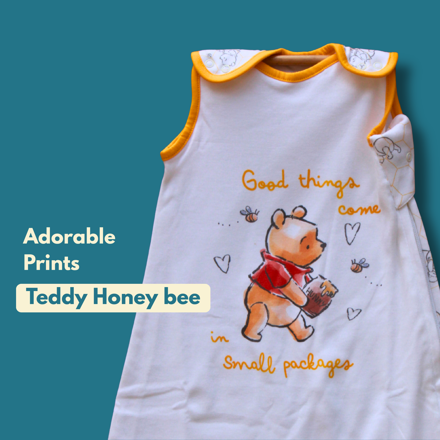 Organic Cotton Baby Sleep Sack 1.5 TOG, Pack of 1 – Teddy Honey